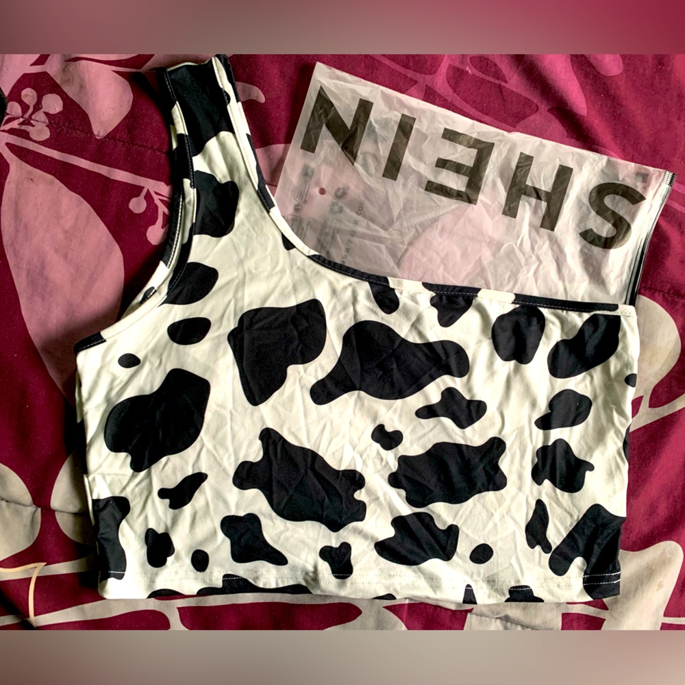 🖤 3 FOR 15$ 🖤SHEIN xl cow print one shoulder tank top